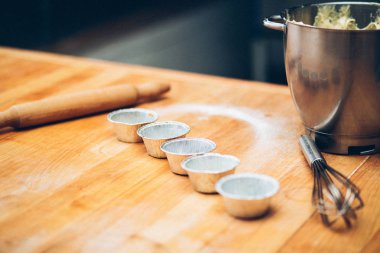 Oklava ile Şef ve un ve hamur ile ürünler tablosu