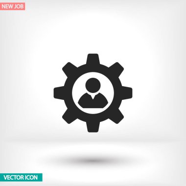 İnsan ve dişli vektör simgesi, lorem ipsum düz tasarım