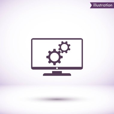 İnsan ve çarklı vektör ikonu, ipsum, düz dizayn, vektör, dişli adam ekipman ayarları, tasarım.