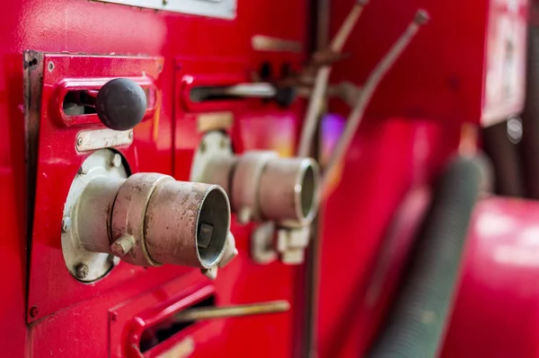 Closeup Hidratante Tubulação Caminhão Bombeiros Com Foco Suave Sobre Luz — Fotografia de Stock