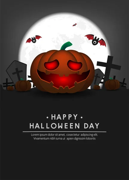 Gelukkig Halloween Dag Achtergrond Pompoen Monster Vector Ontwerp — Stockvector