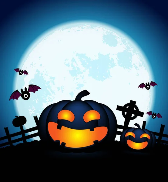 Feliz Dia Halloween Fundo Abóbora Monstro Vetor Design — Vetor de Stock