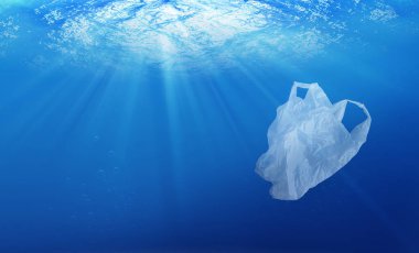 çevre koruma kavramı. plastik torba kirliliği Okyanusu