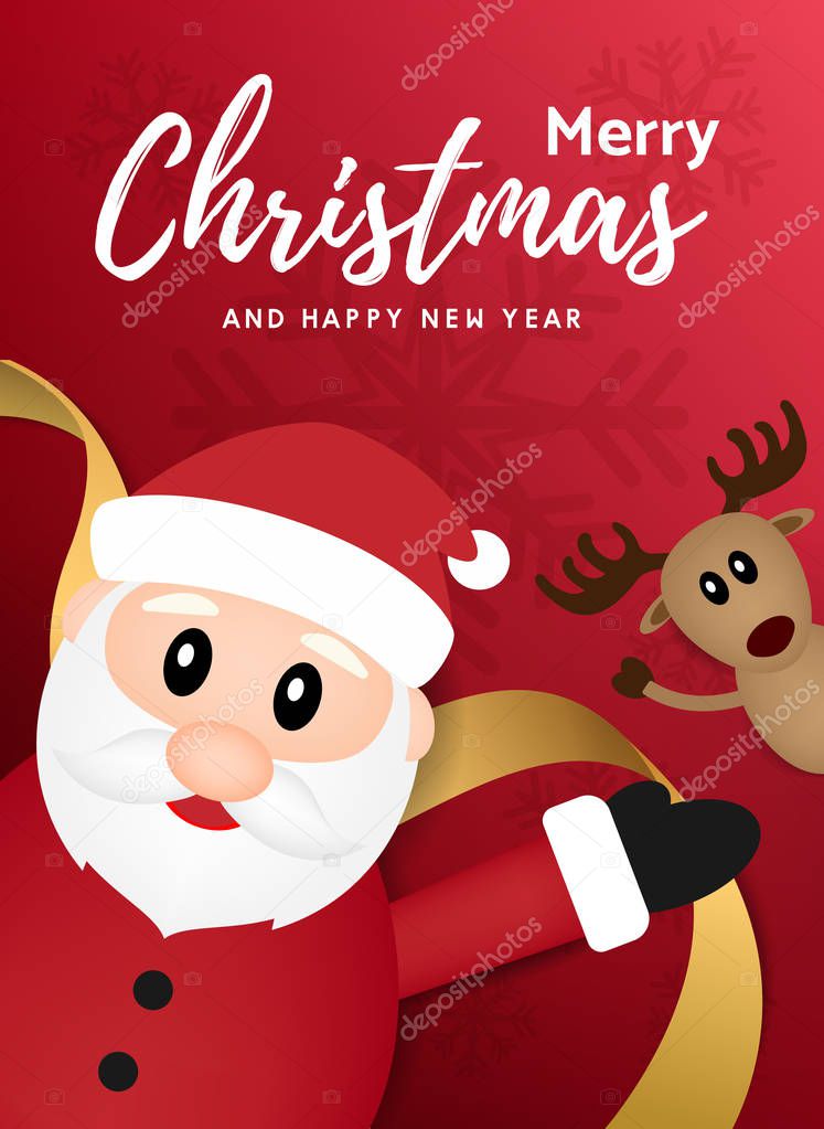  merry christmas and happy new year banner design