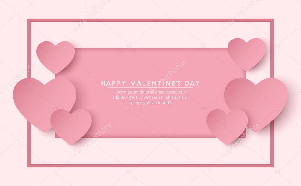 valentine concept. heart paper banner vector design