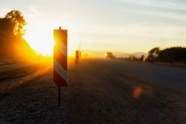 Construcción Carreteras Con Enfoque Suave Sobre Luz Fondo — Foto de Stock