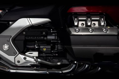 closeup motosiklet motoru. bigbike
