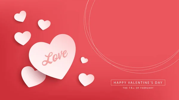 Feliz Día San Valentín Diseño Banner Vector — Vector de stock