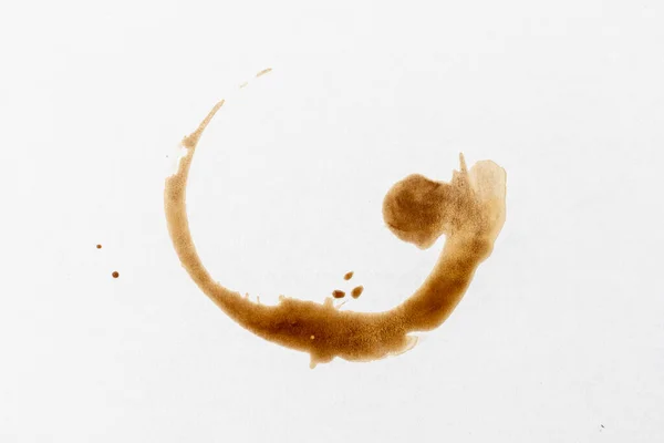 Closeup Coffee Stains White Paper Background Top View — Stock Photo, Image