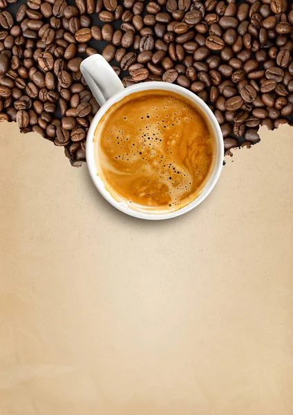 Ζεστό Μαύρο Καφέ Φασόλι Καφέ Μοτίβο Παλιό Καφέ Φόντο Χαρτί — Φωτογραφία Αρχείου