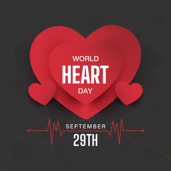Παγκόσμια Ημέρα Καρδιάς Banner Desing Εικονογράφηση Διανύσματος — Διανυσματικό Αρχείο