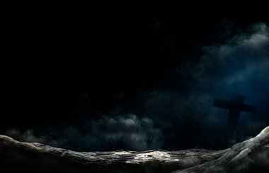 Cadılar Bayramı arkaplanınız kutlu olsun, ışık ve yüksek kontrast sayesinde. Metin için boşluk