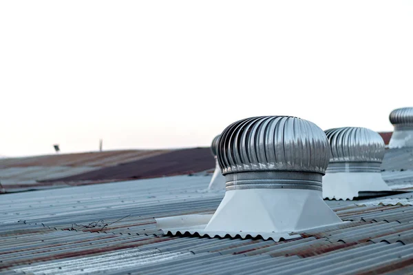 Closeup Air Ventilator Old Roof Factary Soft Focus Light Background — Stok fotoğraf