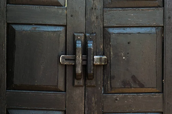 closeup old wooden door