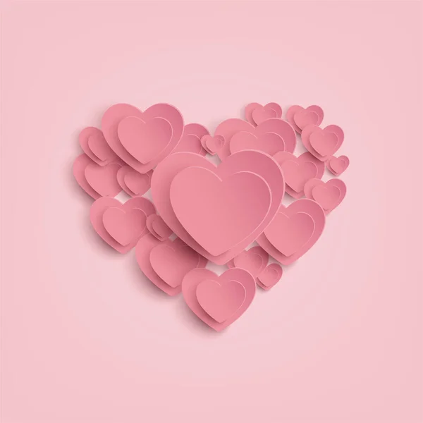 Coeur Papier Sur Fond Rose — Image vectorielle