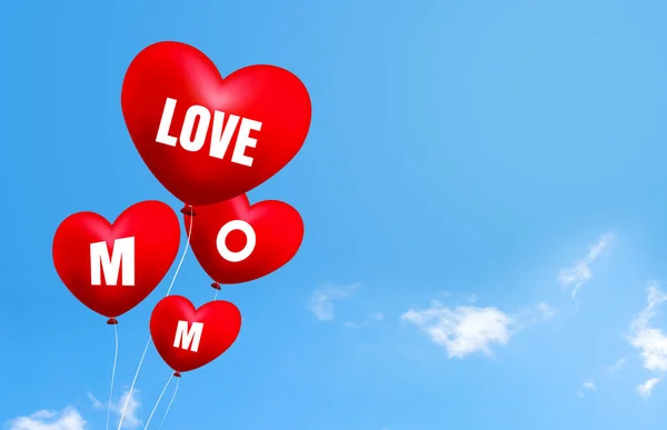 Buona Festa Della Mamma Amante Mamma Testo Palloncino Cuore Rosso — Foto Stock