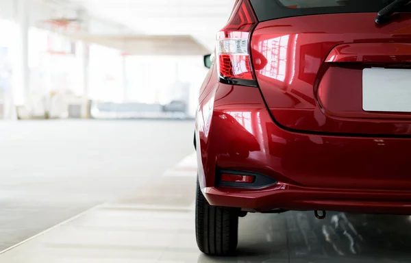 Closeup Back Red Car Soft Focus Light Background — Stok fotoğraf