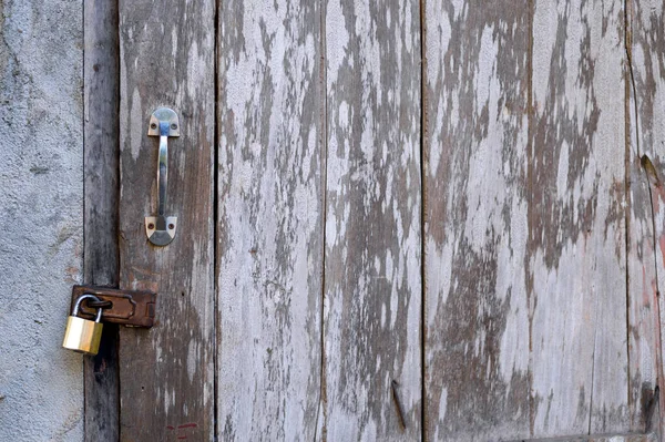 Primer Plano Puerta Madera Vieja Llave Maestra Cerradura Oxidada — Foto de Stock