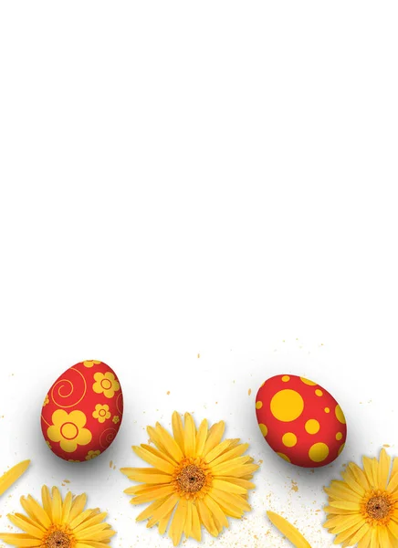 Easter Egg Gerbera Flower White Background — Stock Photo, Image