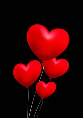 kalp balonu siyah arkaplan 