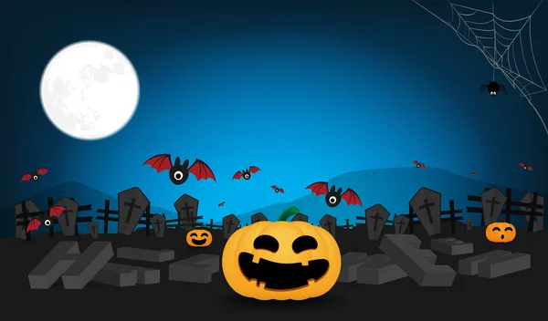 Gelukkig Halloween Dag Achtergrond Pompoen Monster Vector Ontwerp — Stockvector