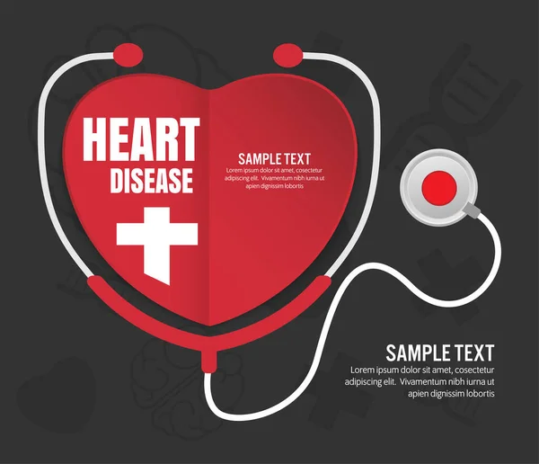 心臓病の概念と健康の日のベクターデザイン — ストックベクタ