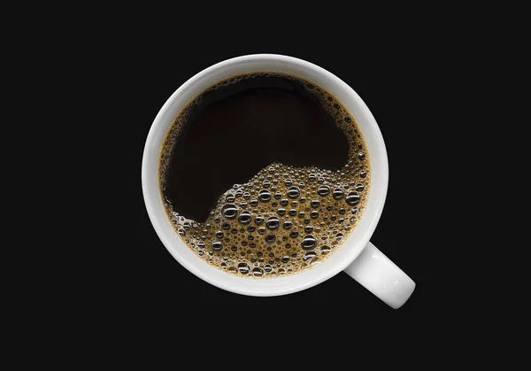 Witte Kop Koffie Zwarte Achtergrond Knippad — Stockfoto