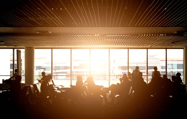 Vista Desde Terminal Del Aeropuerto Con Enfoque Suave Sobre Luz — Foto de Stock