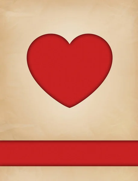 Concepto San Valentín Corazón Papel Sobre Fondo Rojo — Foto de Stock