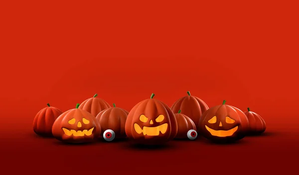 Glad Halloween Design Med Pumpor Utrymme För Text Illustration — Stockfoto