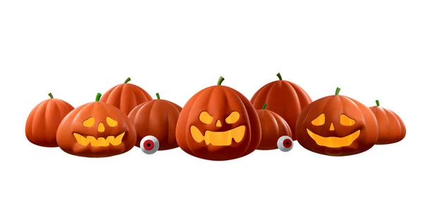 Halloween Pompoenen Witte Achtergrond Clippad Illustratie — Stockfoto