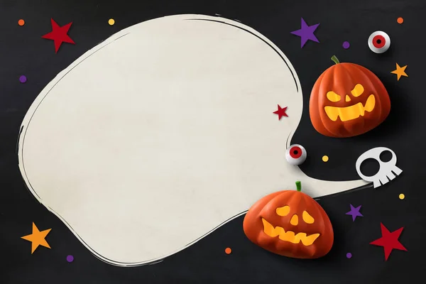 Design Feliz Halloween Com Abóboras Espaço Para Texto Deitado Ilustração — Fotografia de Stock