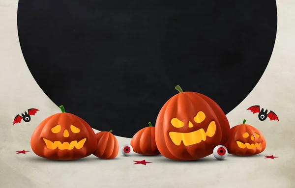 Szczęśliwy Projekt Halloween Dyniami Miejsce Tekst Płaskie Łóżko Ilustracja — Zdjęcie stockowe