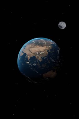 Asya gezegeni Eart duvar kağıdı. 3B illüstrasyon