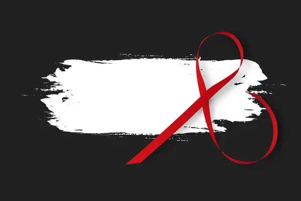 世界援助日的概念 黑色背景的红丝带 — 图库照片
