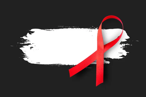 World Aids Day Concept Red Ribbon Black Background — Stock Photo, Image