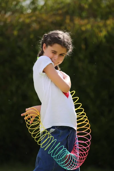 Retrato Una Niña Aire Libre Maternidad Jardín Infantes Infancia — Foto de Stock