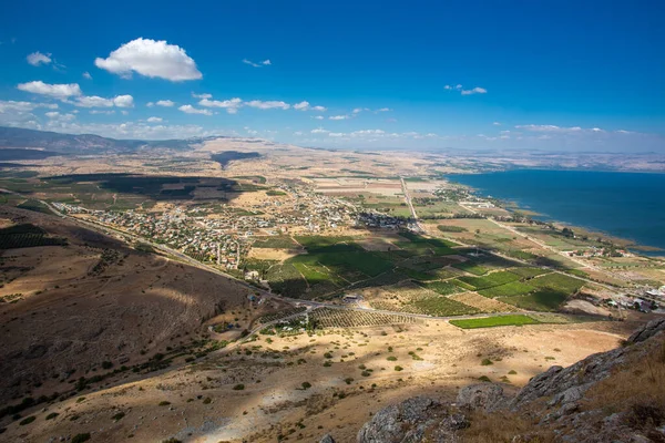 Utsikt Över Berget Arbel Och Galileiska Sjön Kineret Del Jesusleden — Stockfoto