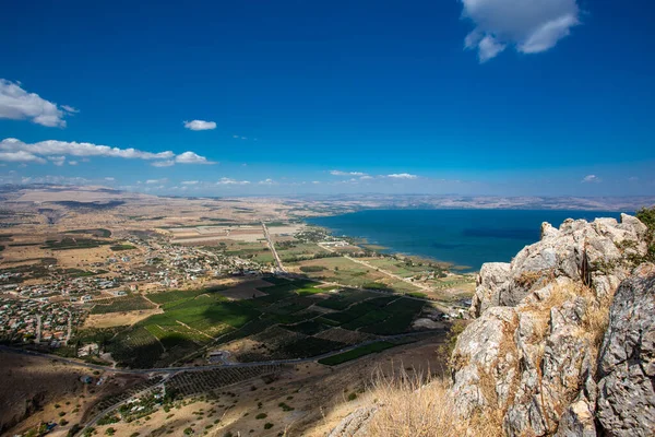 Utsikt Över Berget Arbel Och Galileiska Sjön Kineret Del Jesusleden — Stockfoto