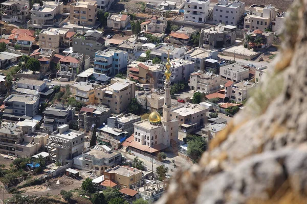 Galiläa Berge Arabische Siedlung Blick Vom Arbel Felsen Niedergaliläa Israel — Stockfoto
