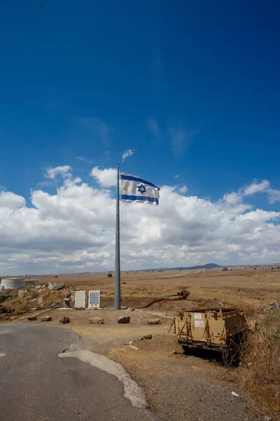 Bandera Israel Ondeando Sobre Golan Heaights — Foto de Stock