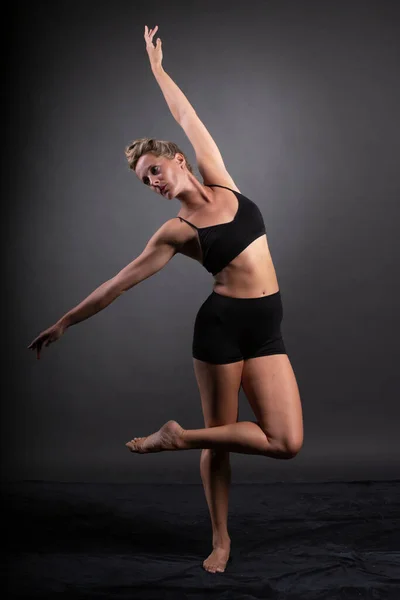Ballerina Dance Studio Black Background — Stock Photo, Image