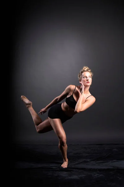 Ballerina Dance Studio Black Background — Stock Photo, Image