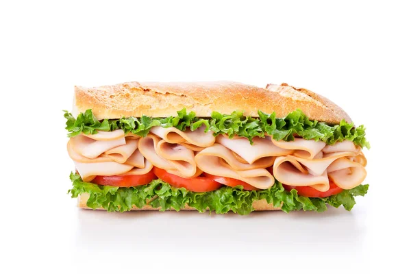 Zelfgemaakte Sandwich Met Gerookte Kalkoen Sla — Stockfoto