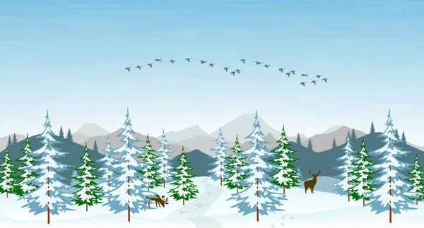 Vector Illustration Snowy Winter Landscape — Stock Vector