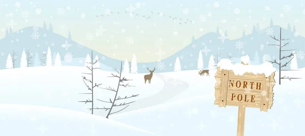 Ilustración Vectorial Paisaje Invernal Nevado — Vector de stock