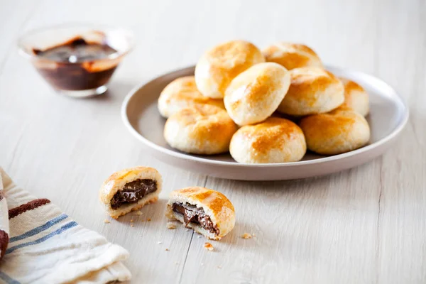 Bunch Small Homemade French Brioche Chocolate — Stock Photo, Image