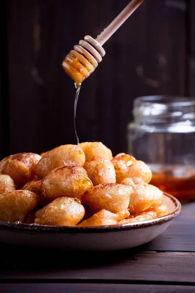 Loukoumades Greek Honey Donuts — Stock Photo, Image