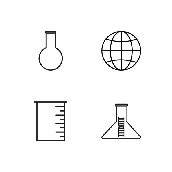 Science Simple Outlined Icons Set — Stock Vector