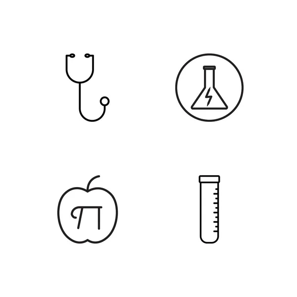 Science Simple Outlined Icons Set — Stock Vector